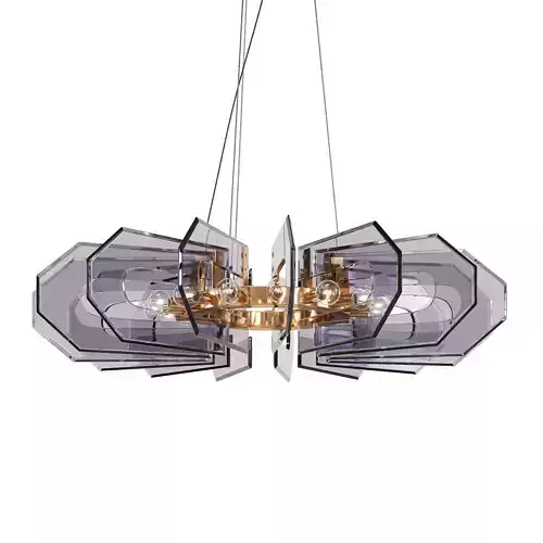 BACCARA modern chandelier made of glass and gold 3D model