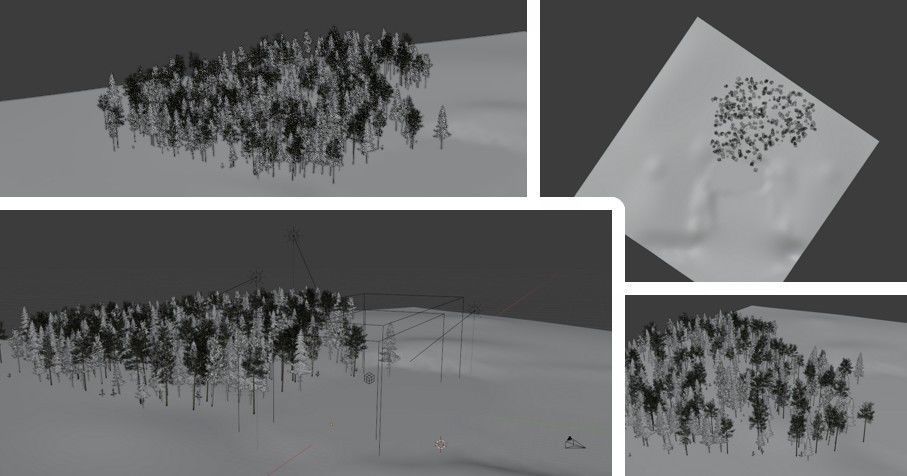 Winter Night Scene with Aurora Borealis for Blender 3D model_5