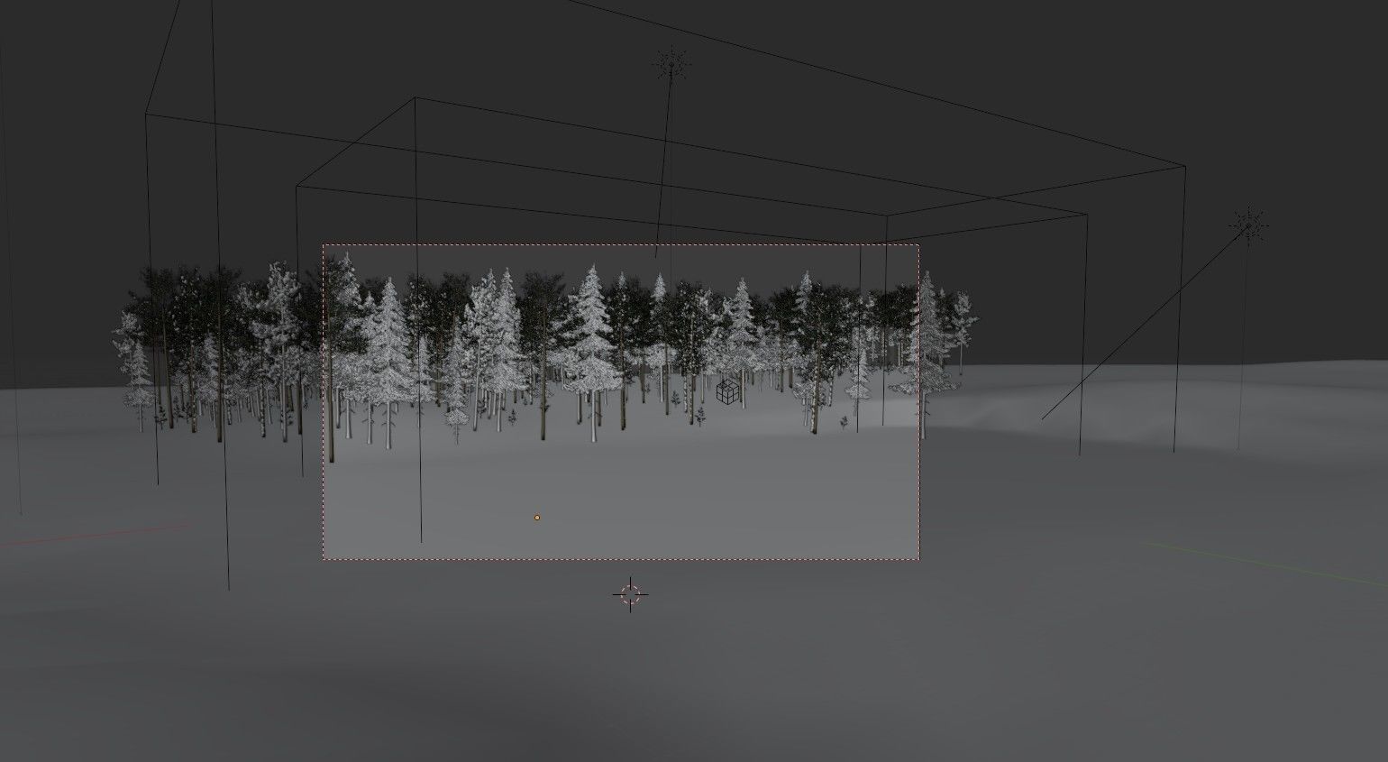 Winter Night Scene with Aurora Borealis for Blender 3D model_4