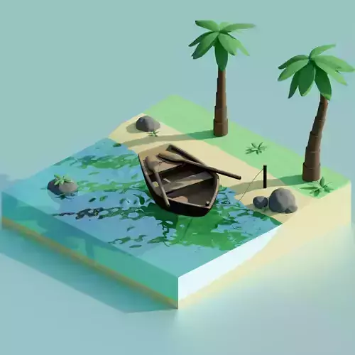TROPIC BEACH Low poly 3D model