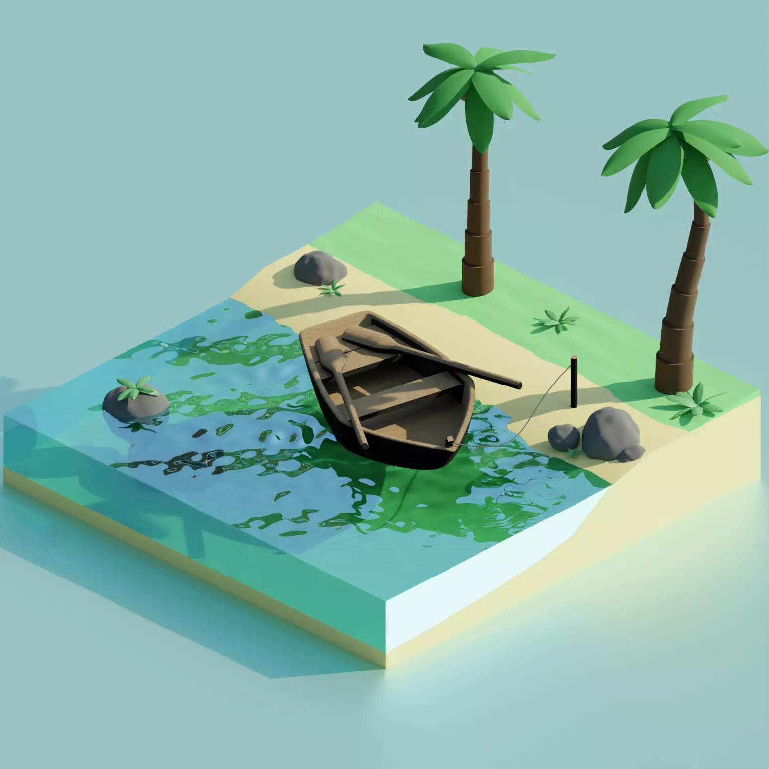 TROPIC BEACH Low poly 3D model Free low-poly 3D model_0