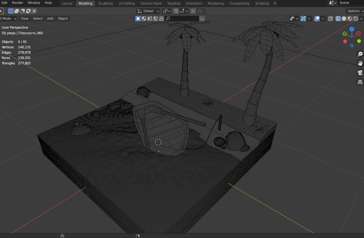 TROPIC BEACH Low poly 3D model Free low-poly 3D model_5