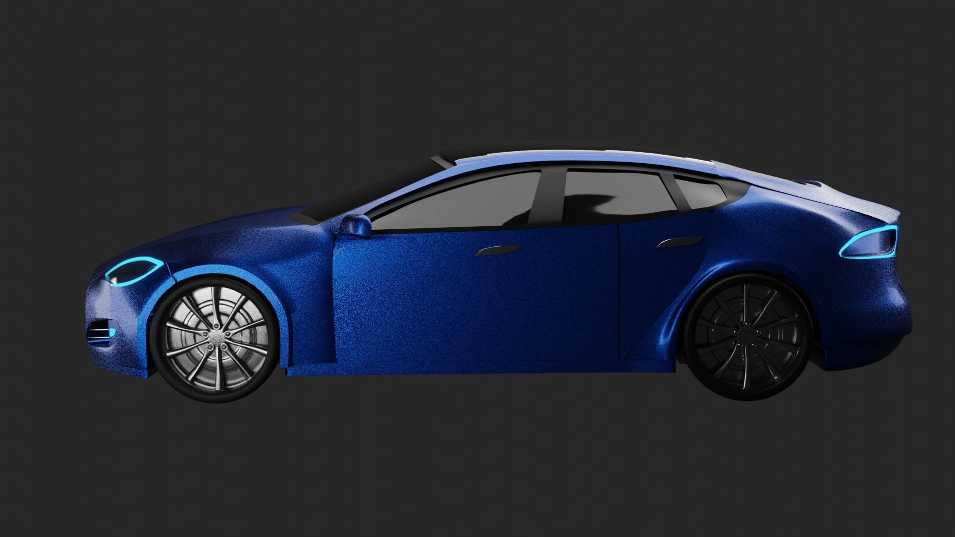 Tesla Model S car Low-poly 3D model_2