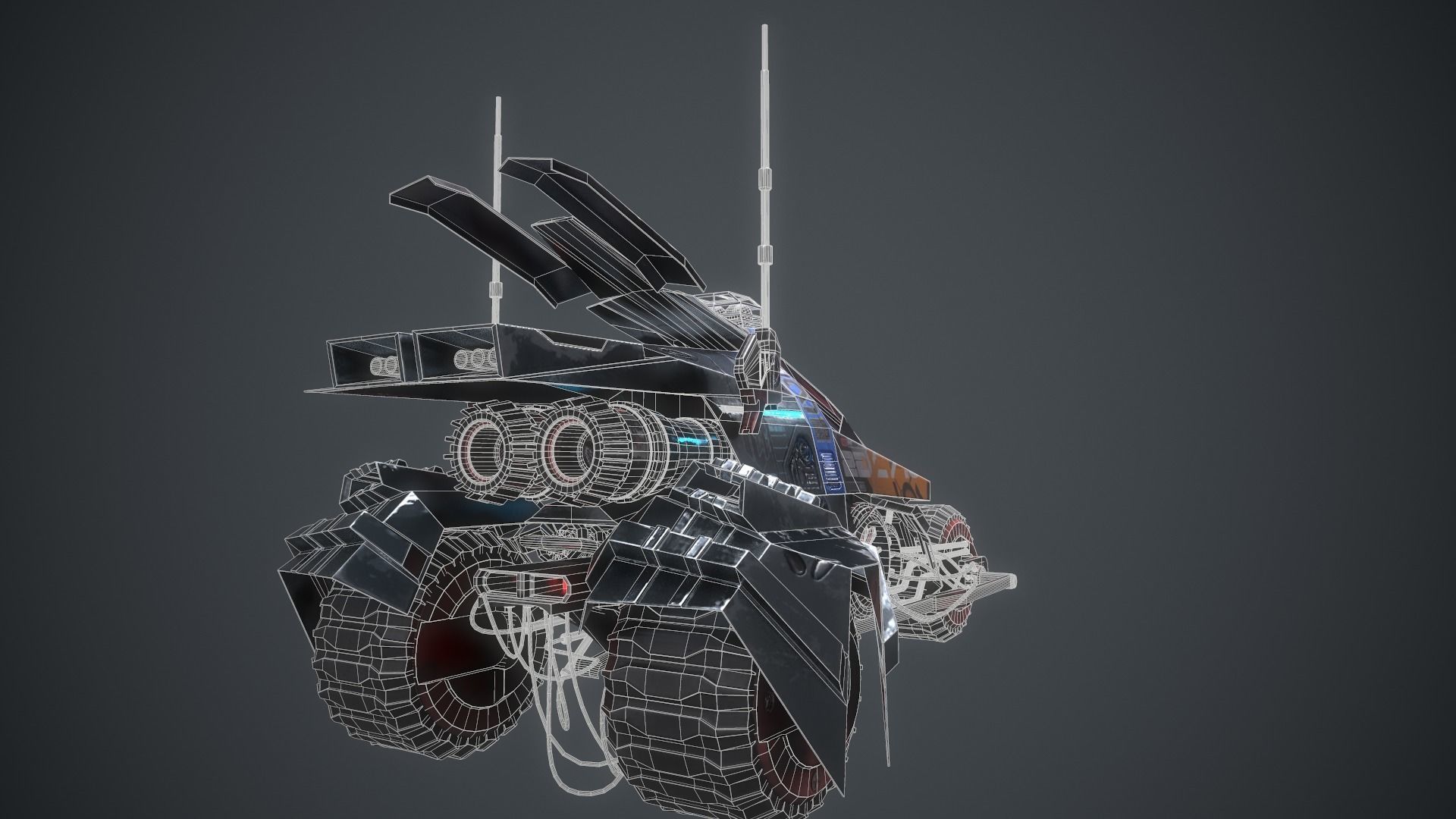 Cyberpunk Terrain Motorcycle Concept Low-poly 3D model_27