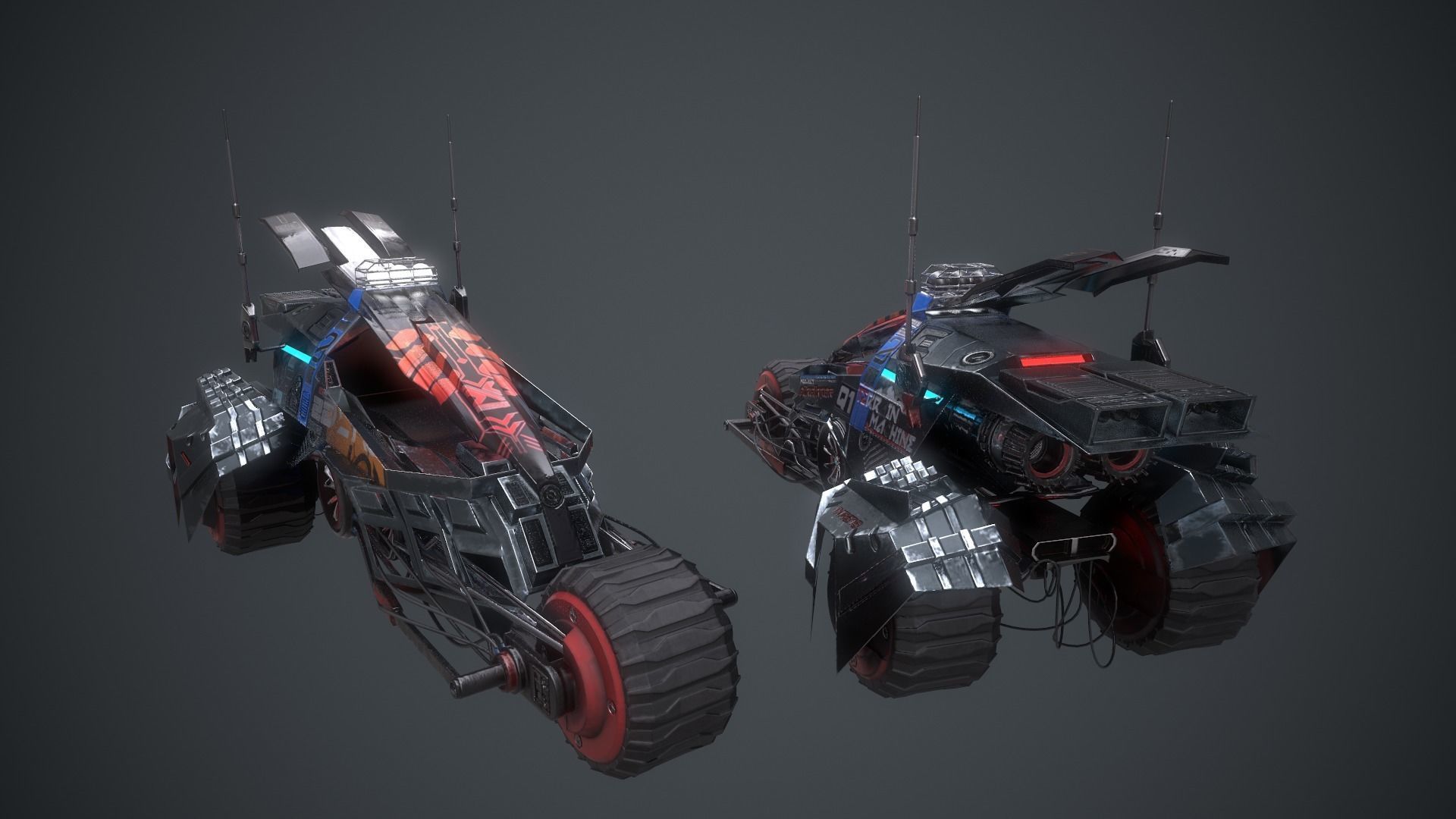 Cyberpunk Terrain Motorcycle Concept Low-poly 3D model_4