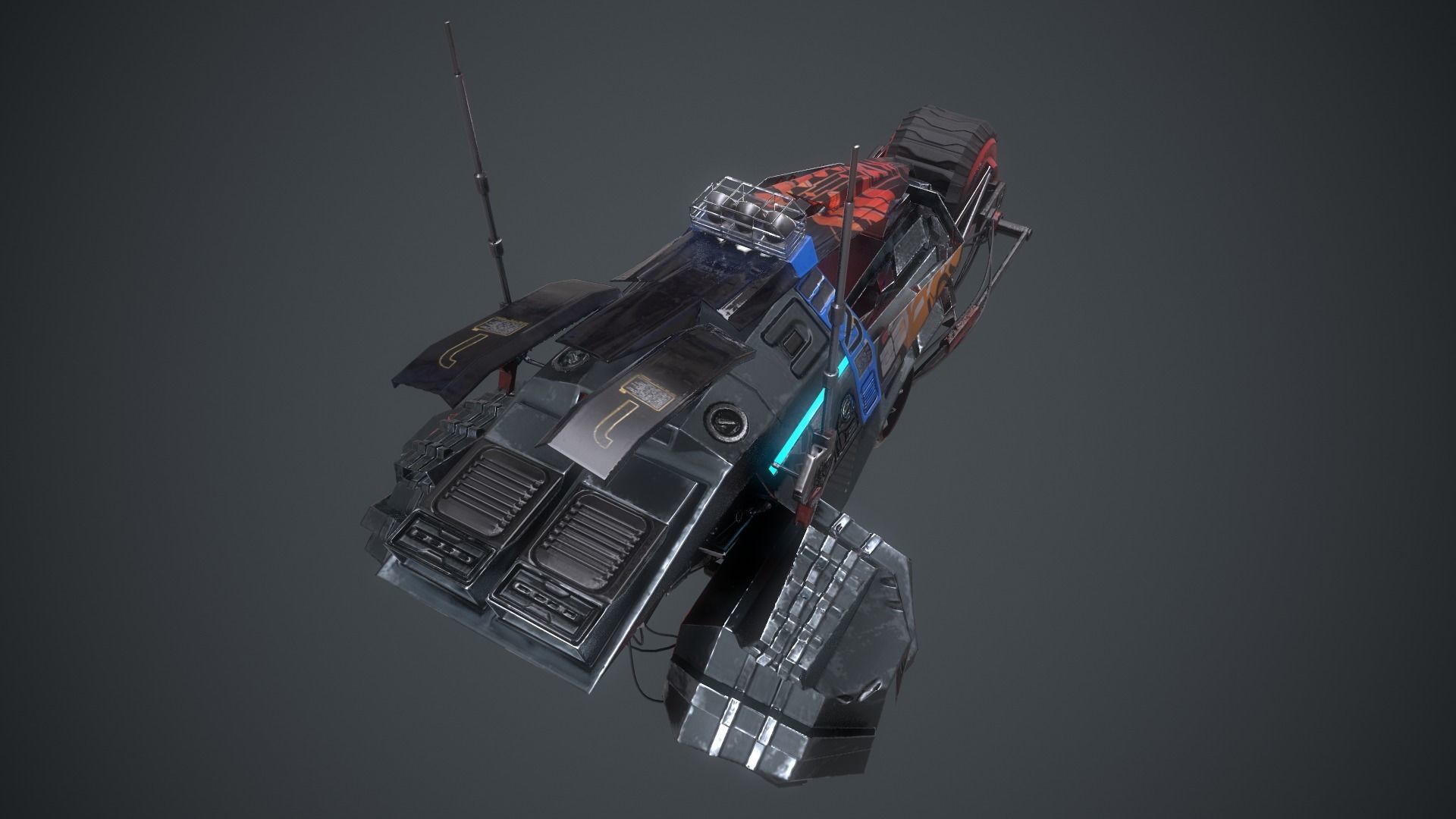 Cyberpunk Terrain Motorcycle Concept Low-poly 3D model_18