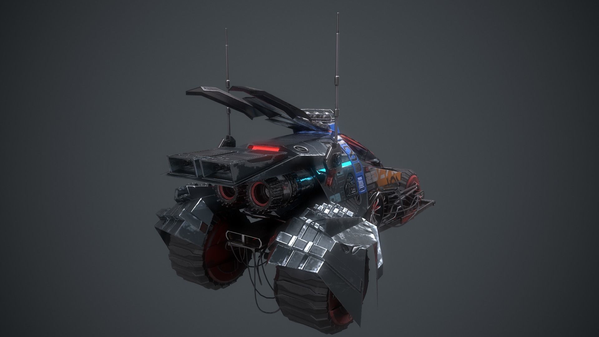 Cyberpunk Terrain Motorcycle Concept Low-poly 3D model_10