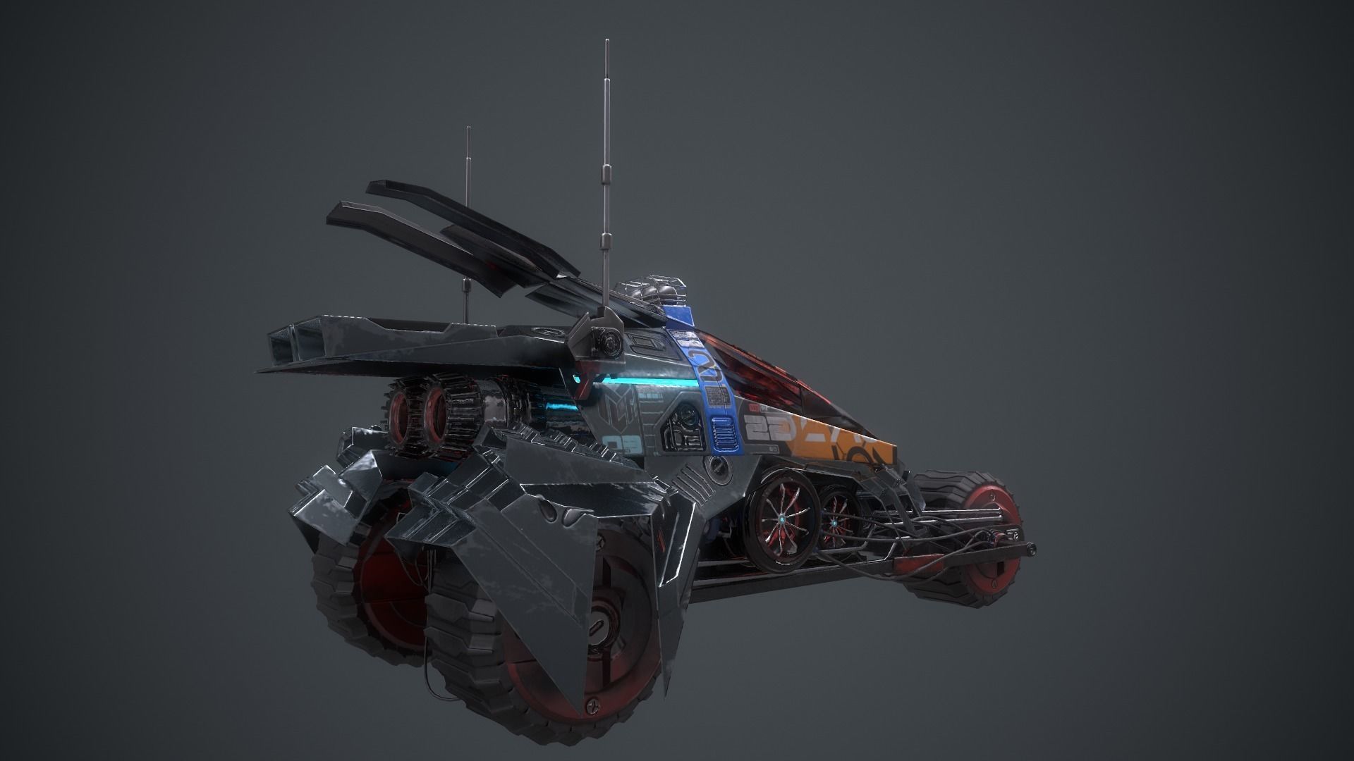 Cyberpunk Terrain Motorcycle Concept Low-poly 3D model_9