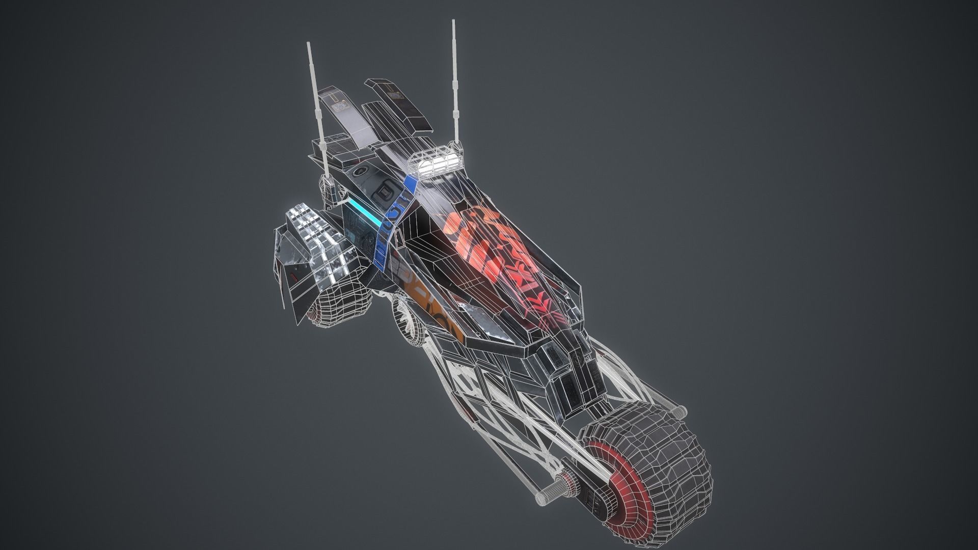 Cyberpunk Terrain Motorcycle Concept Low-poly 3D model_26