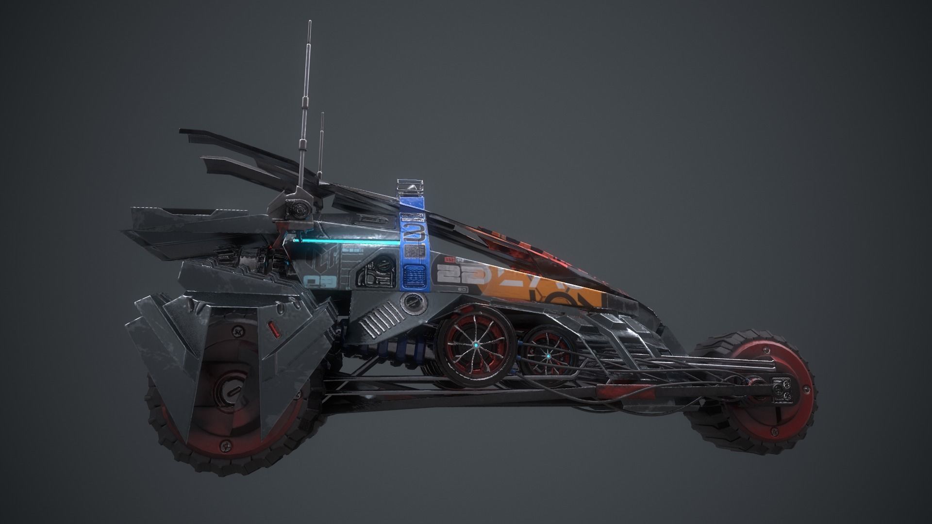 Cyberpunk Terrain Motorcycle Concept Low-poly 3D model_17