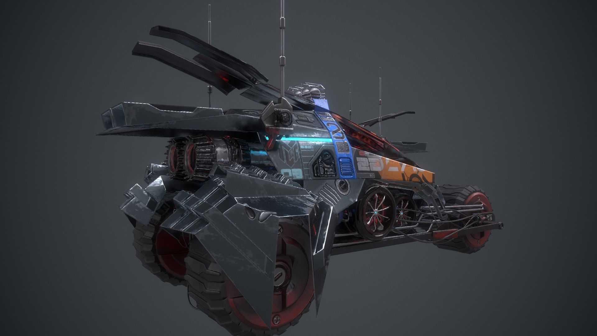 Cyberpunk Terrain Motorcycle Concept Low-poly 3D model_23