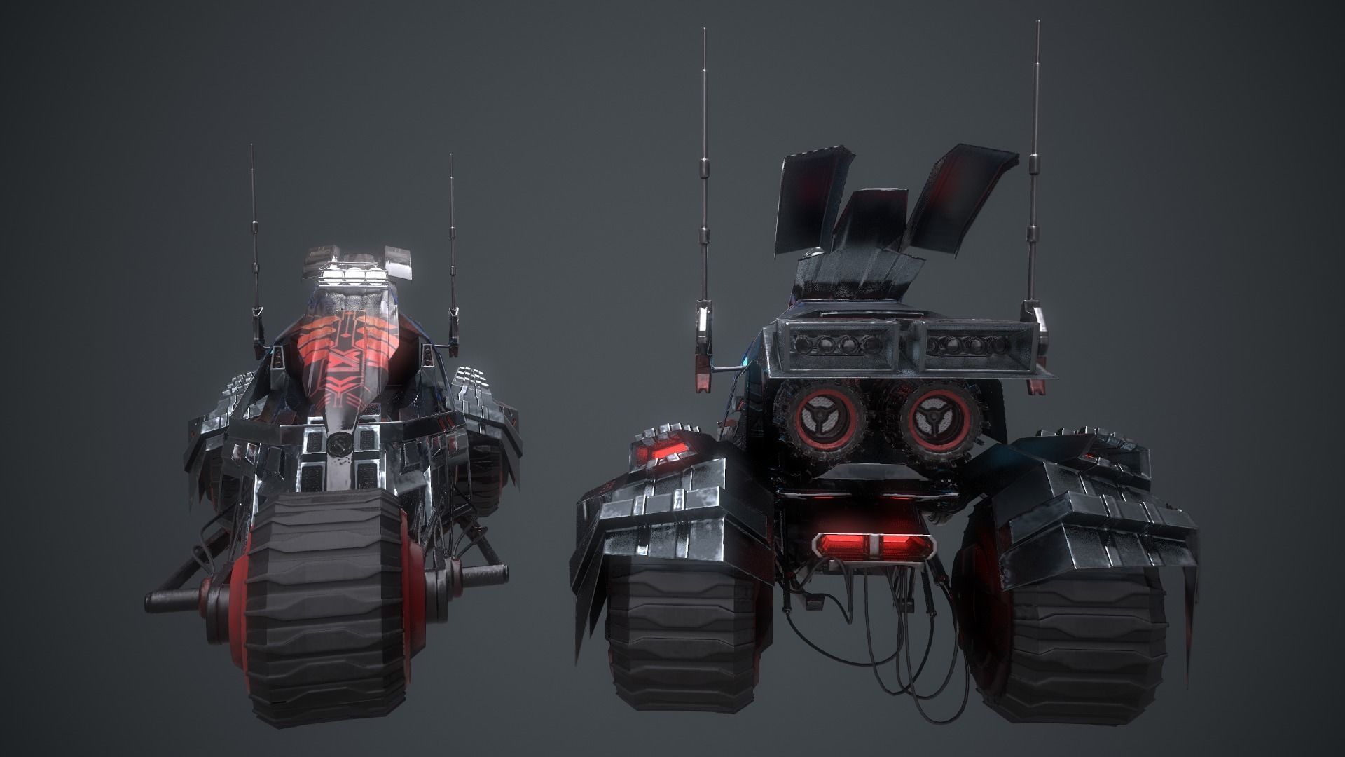 Cyberpunk Terrain Motorcycle Concept Low-poly 3D model_22