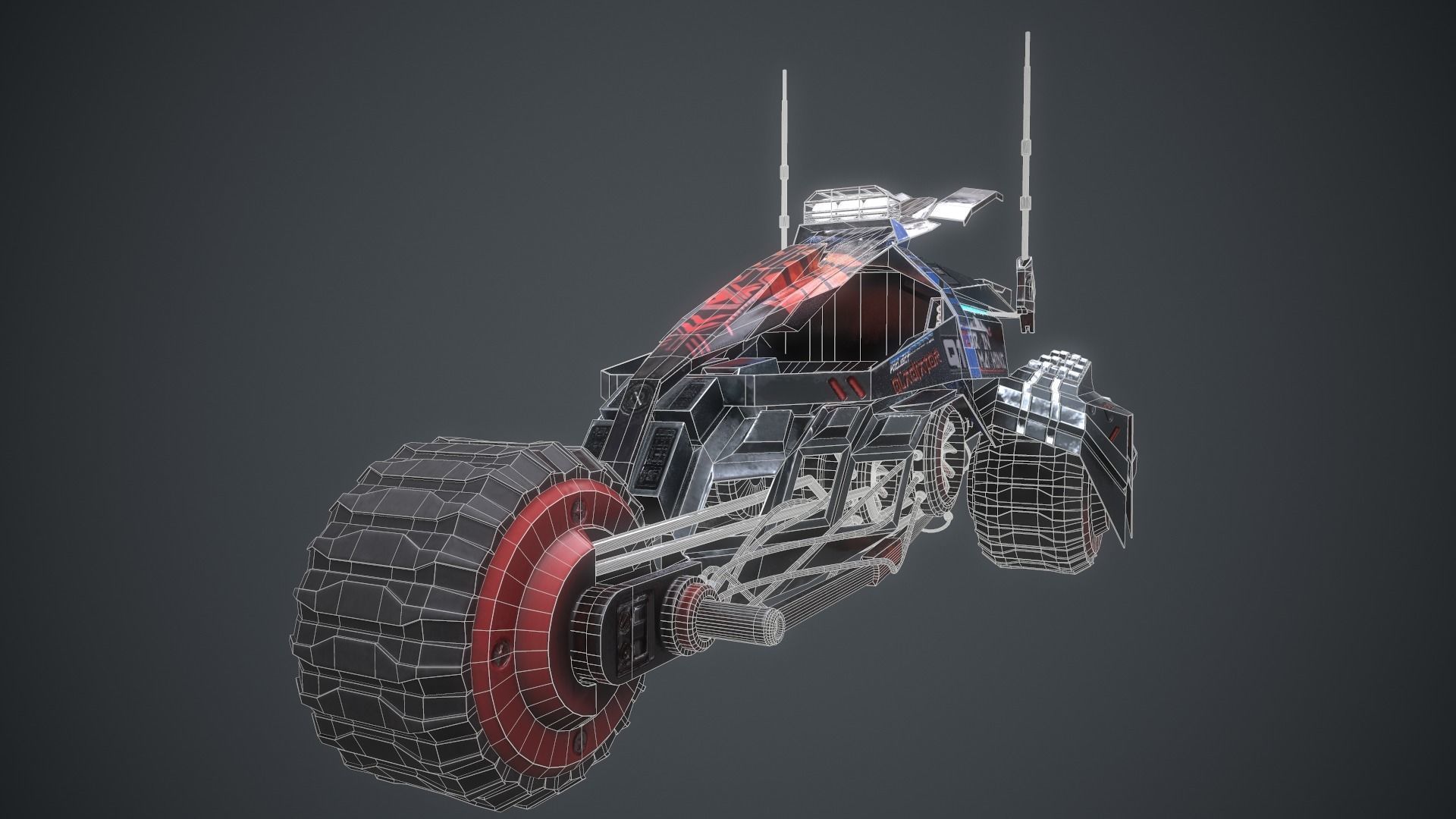 Cyberpunk Terrain Motorcycle Concept Low-poly 3D model_25