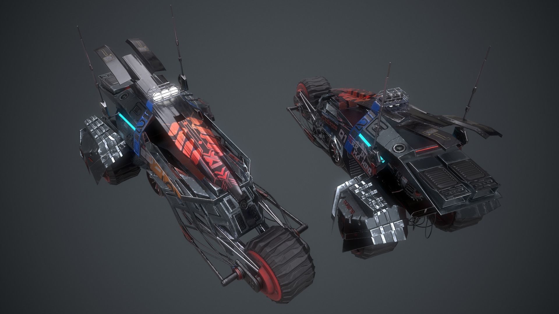 Cyberpunk Terrain Motorcycle Concept Low-poly 3D model_24