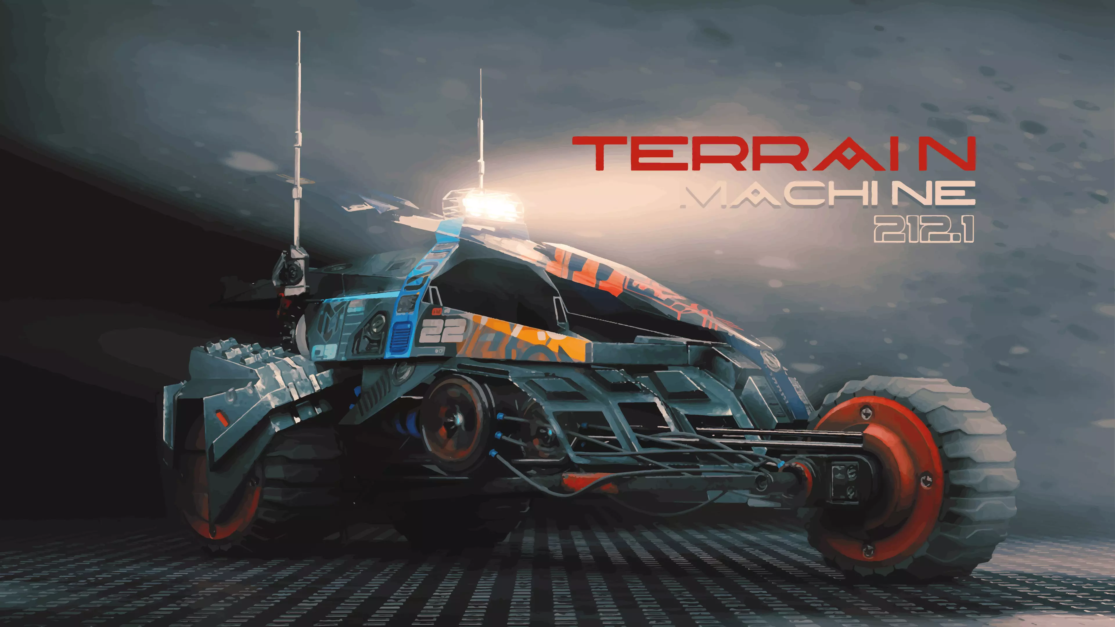 Cyberpunk Terrain Motorcycle Concept Low-poly 3D model_0