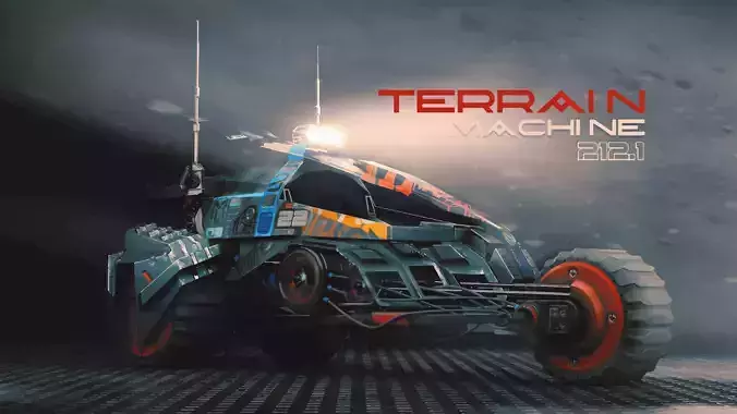 Cyberpunk Terrain Motorcycle Concept Low-poly 3D model