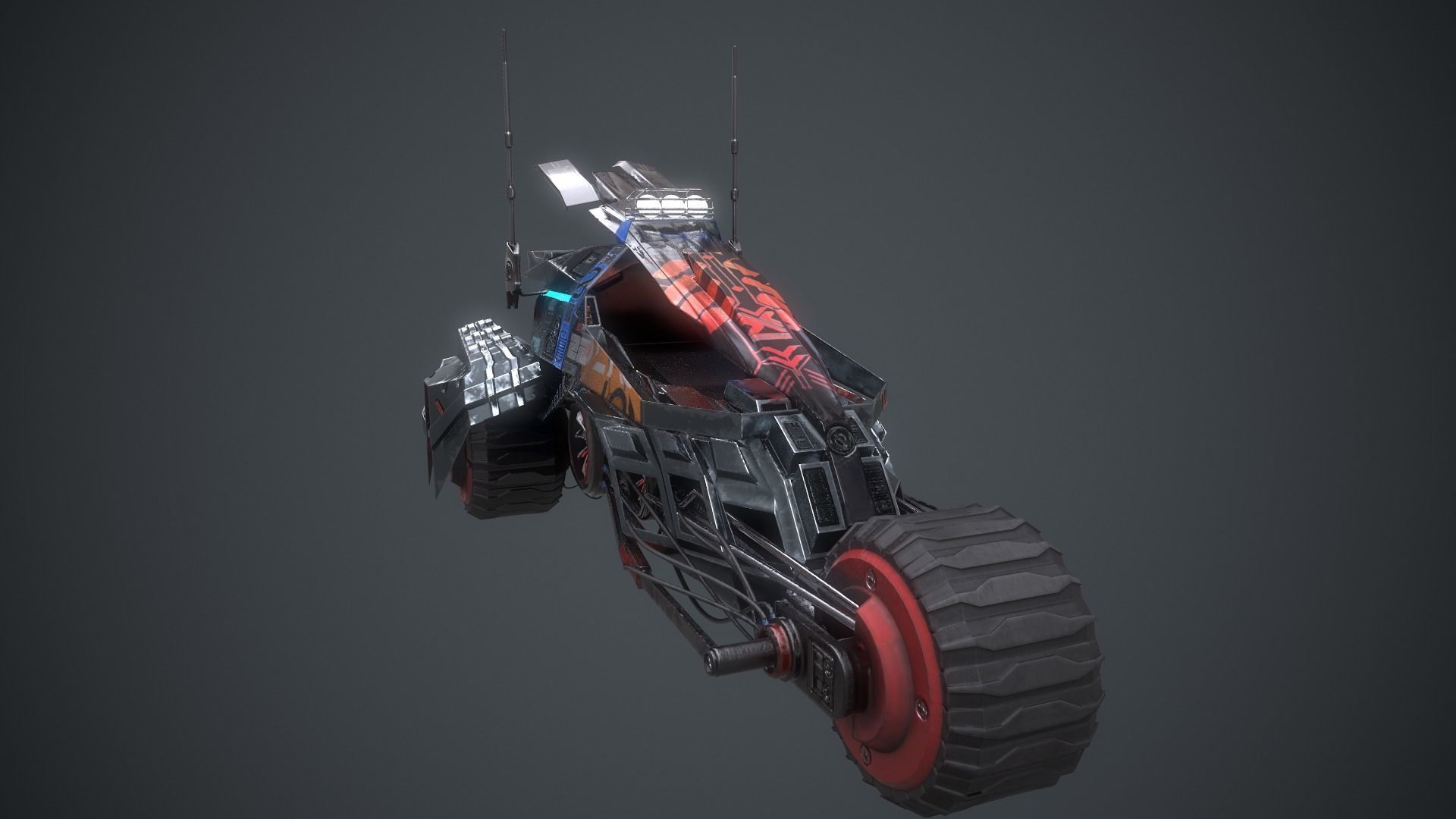 Cyberpunk Terrain Motorcycle Concept Low-poly 3D model_16