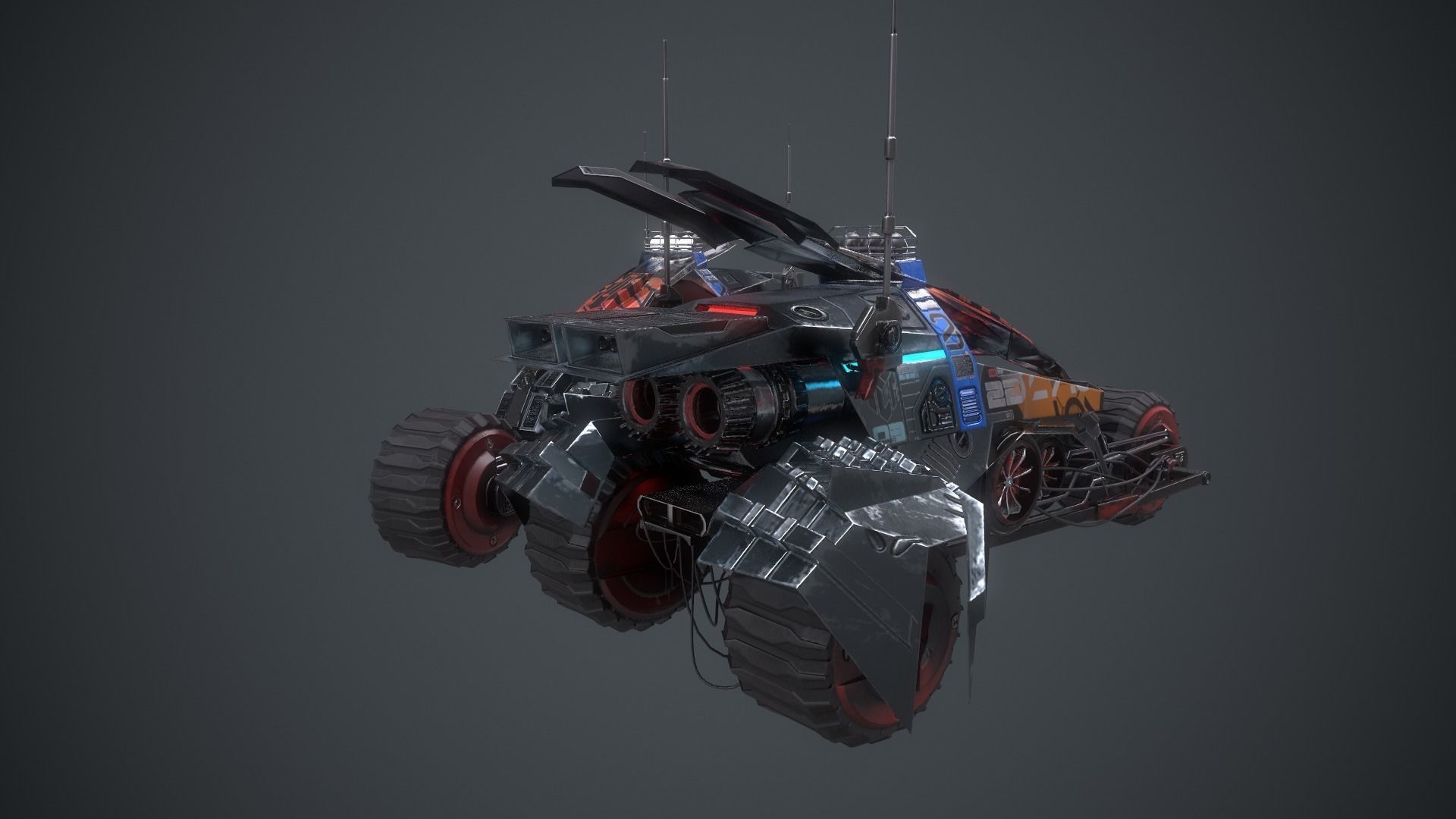 Cyberpunk Terrain Motorcycle Concept Low-poly 3D model_21