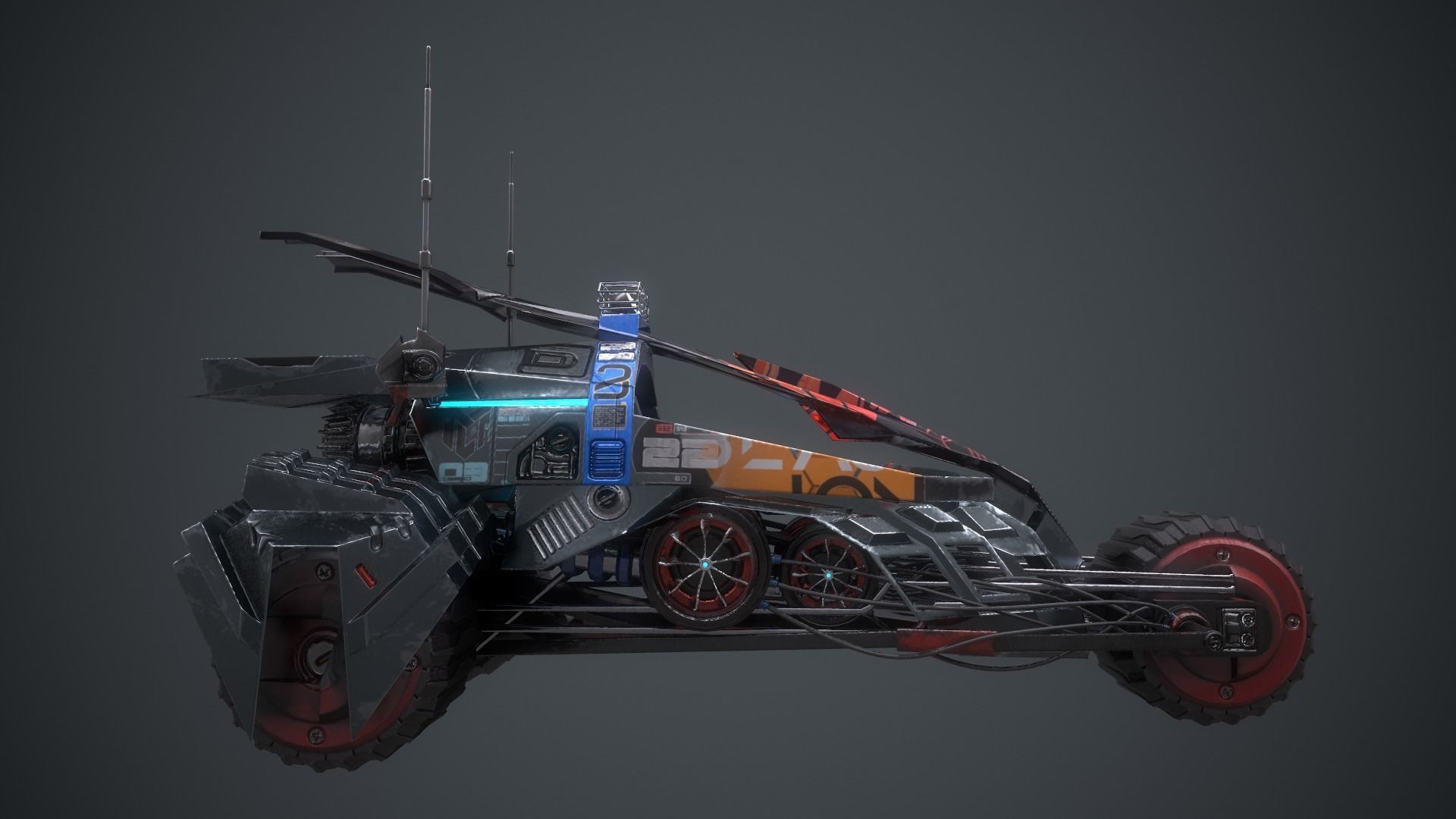 Cyberpunk Terrain Motorcycle Concept Low-poly 3D model_8