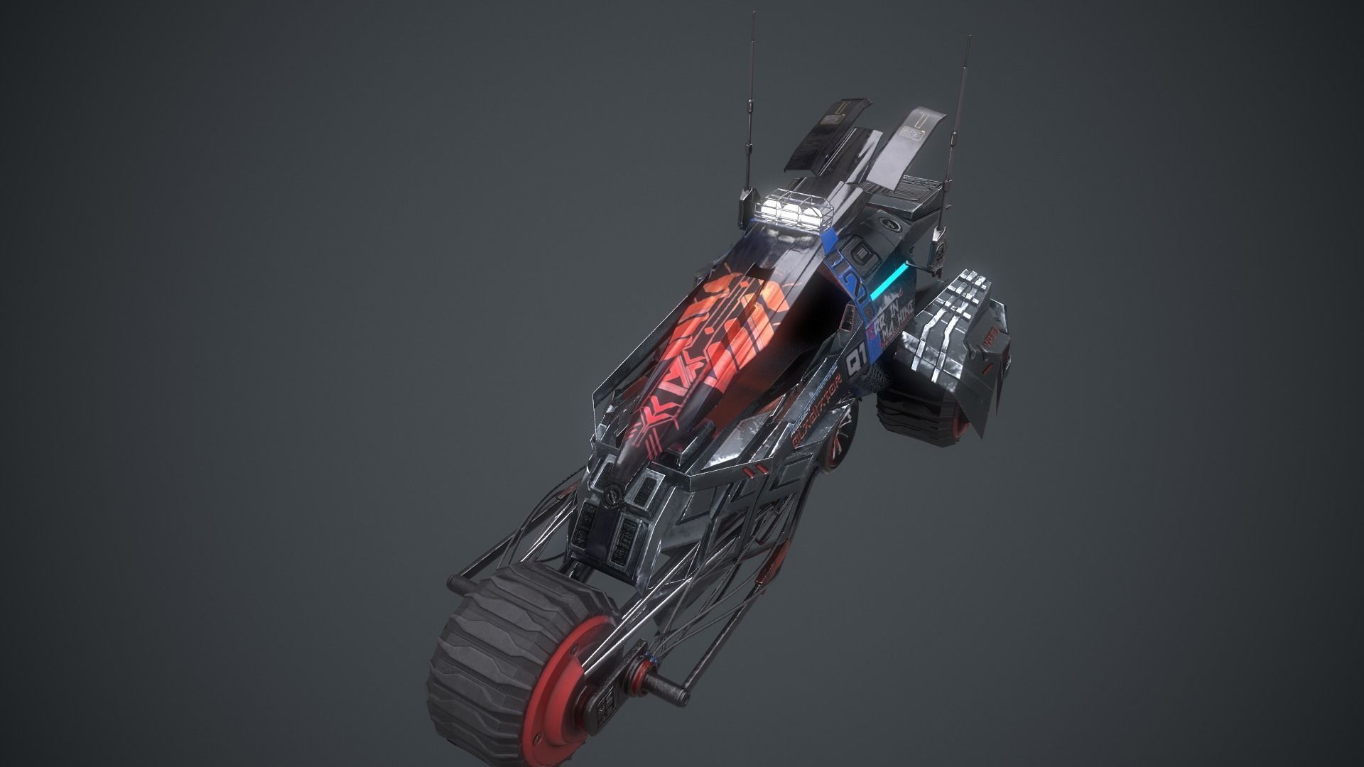 Cyberpunk Terrain Motorcycle Concept Low-poly 3D model_15