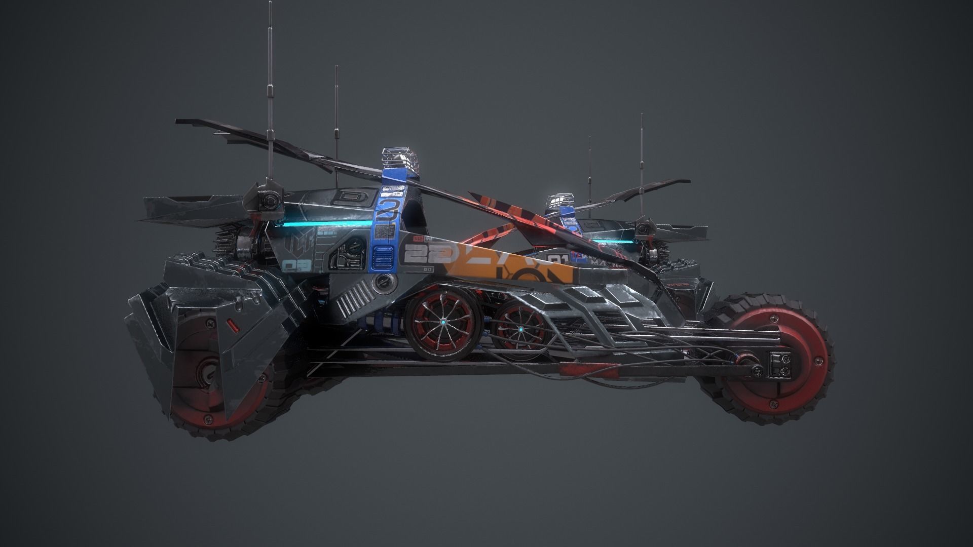 Cyberpunk Terrain Motorcycle Concept Low-poly 3D model_20