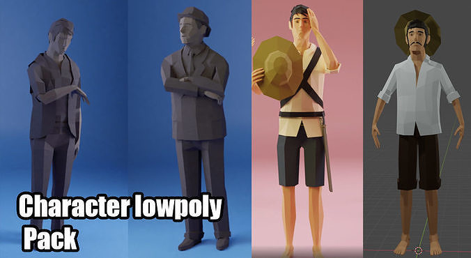 Low Poly Characters Pack Ready to animate Low-poly 3D model