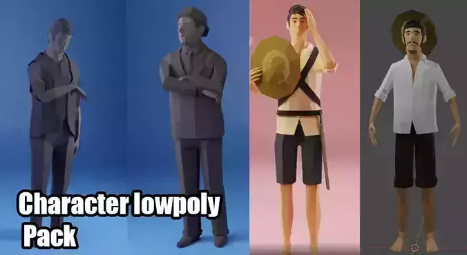Low Poly Characters Pack Ready to animate Low-poly 3D model