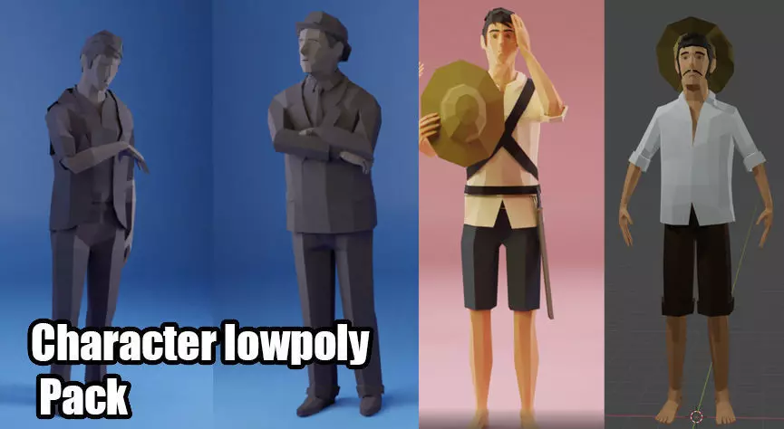 Low Poly Characters Pack Ready to animate Low-poly 3D model_0