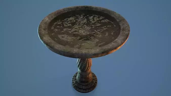 Birthbath bird bath Low-poly 3D model 5