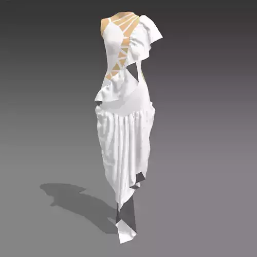 DRESS RUFFLED WHITE V NECKLINE LOOK