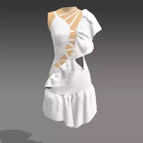 DRESS WHITE V  NECKLINE ELEGANT LOOK