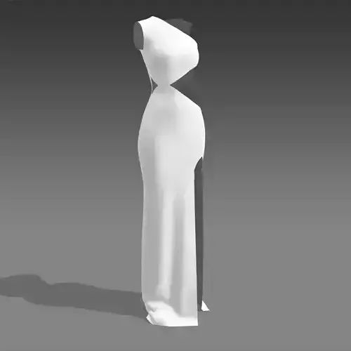 ONE SHOULDER DRESS WHITE BELT PANEL SLIT SKIRT LOOK