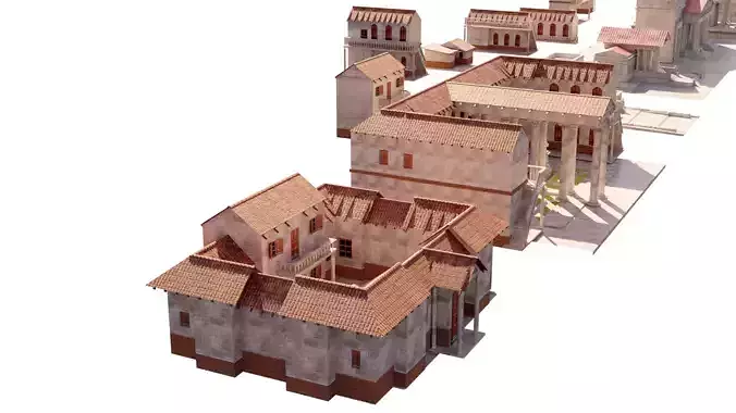 detail medieval rome buildings made with blender 3D model