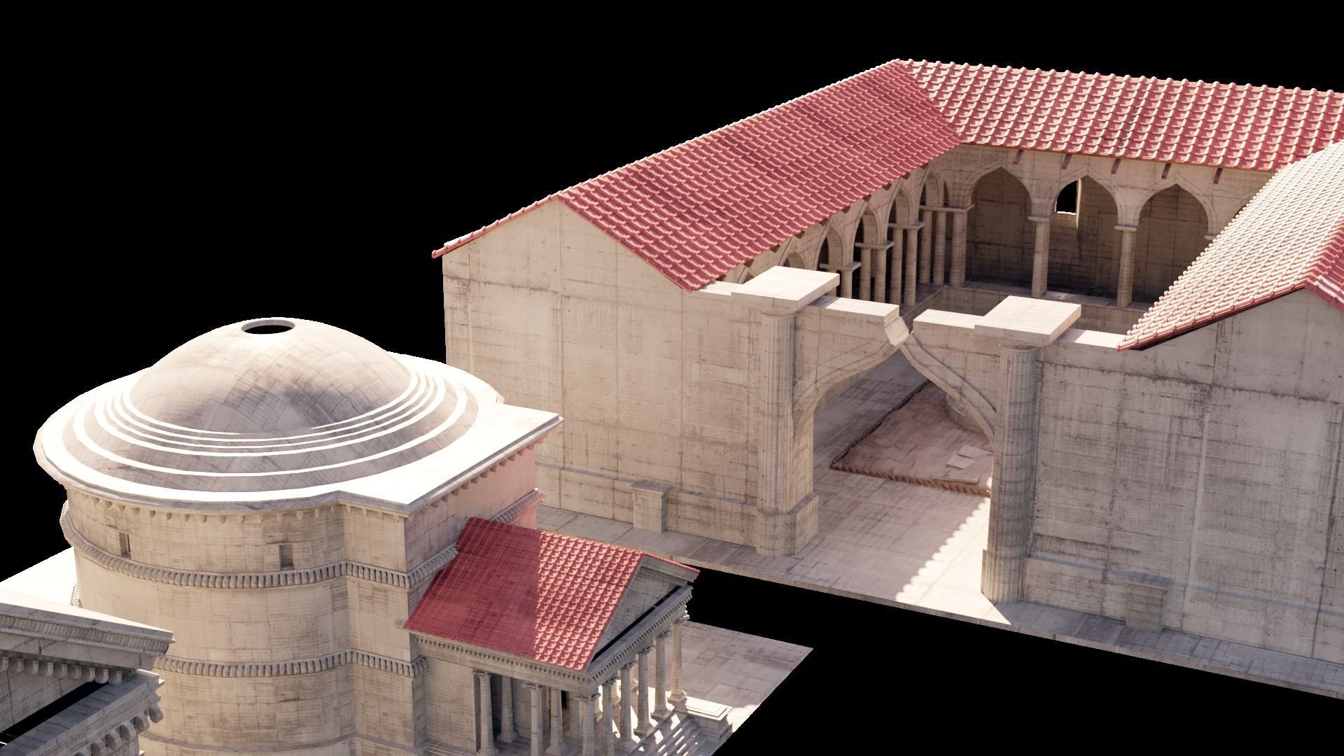 detail medieval rome buildings made with blender 3D model_6