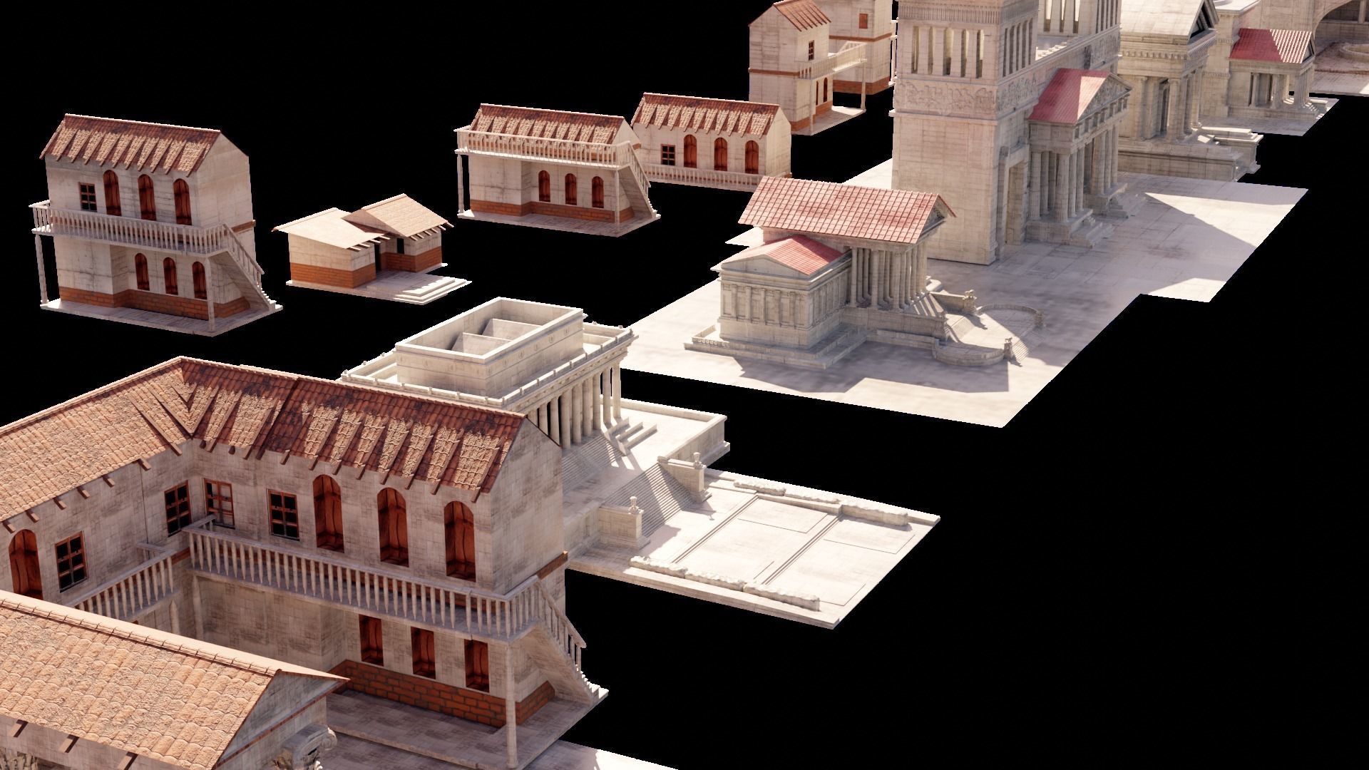 detail medieval rome buildings made with blender 3D model_2