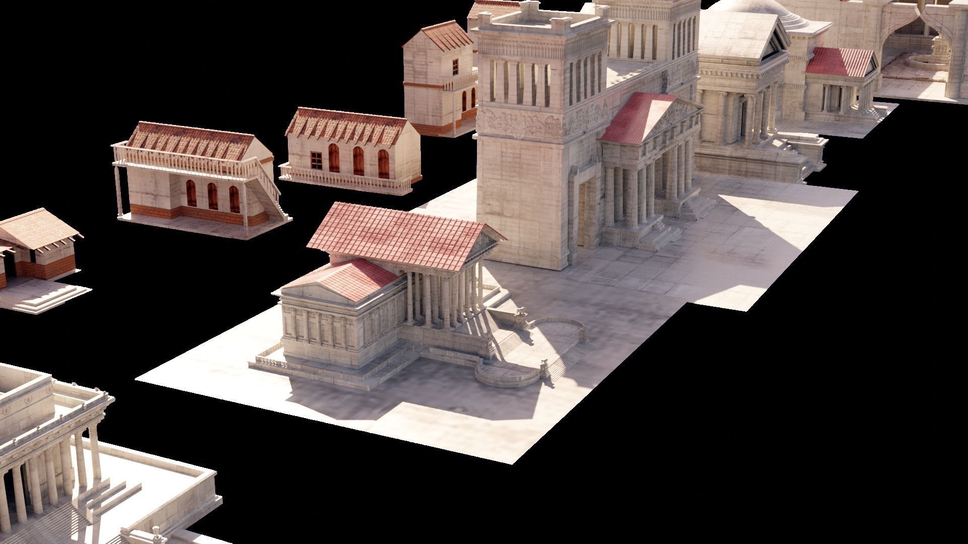 detail medieval rome buildings made with blender 3D model_3