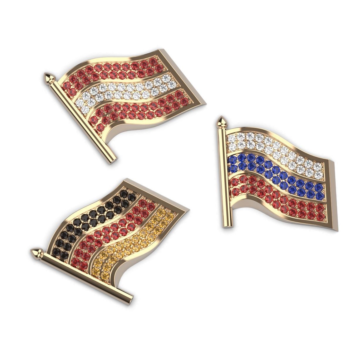 Flag Badge 3D print model_9