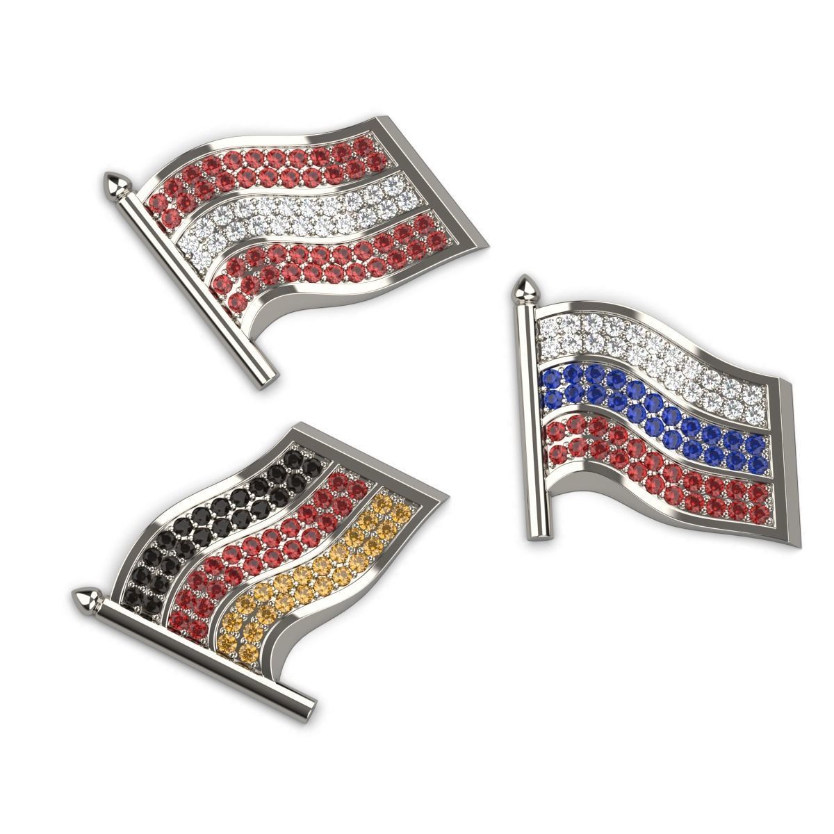 Flag Badge 3D print model_2