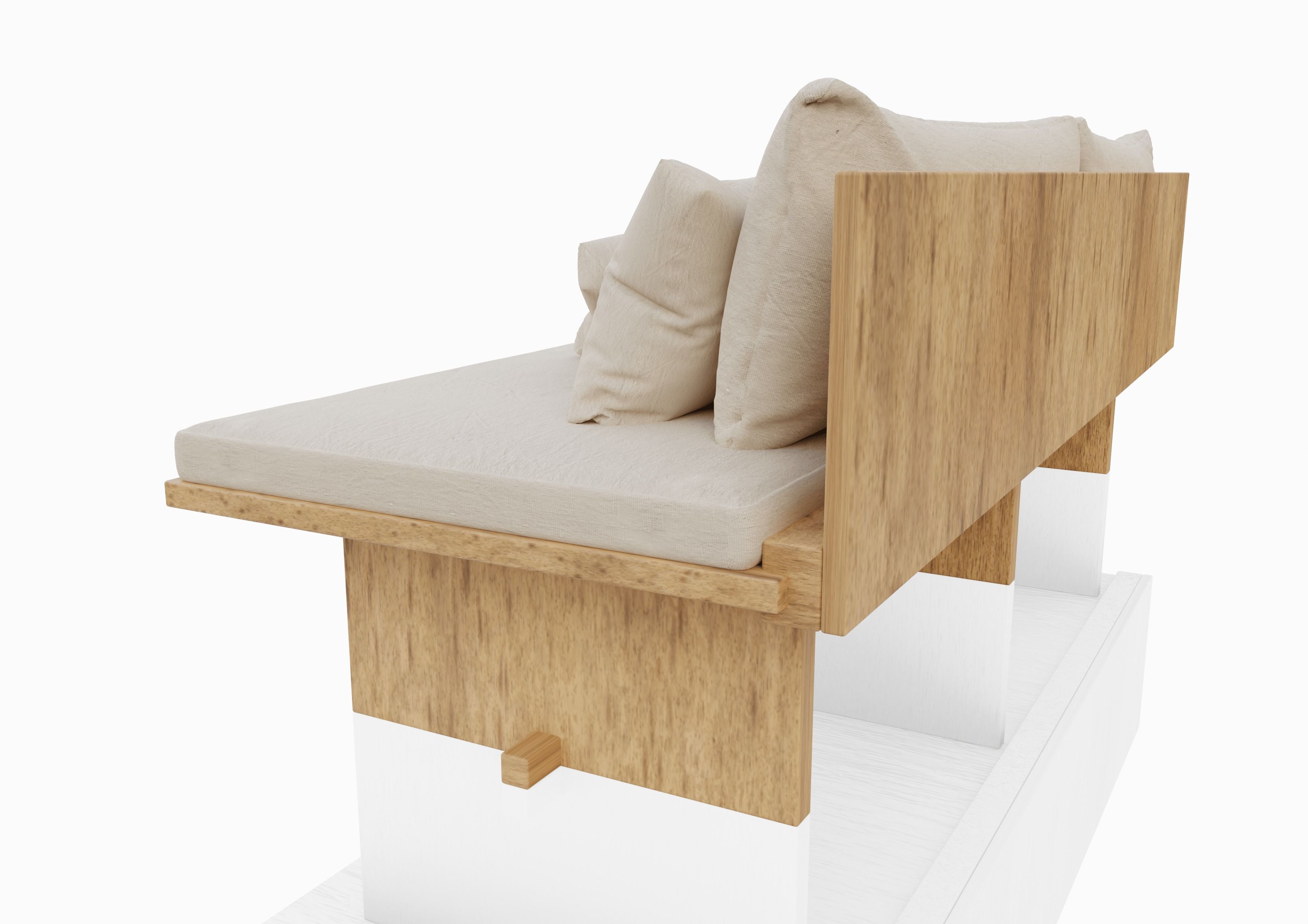 Wooden Sofa Minimal design 3D model_3