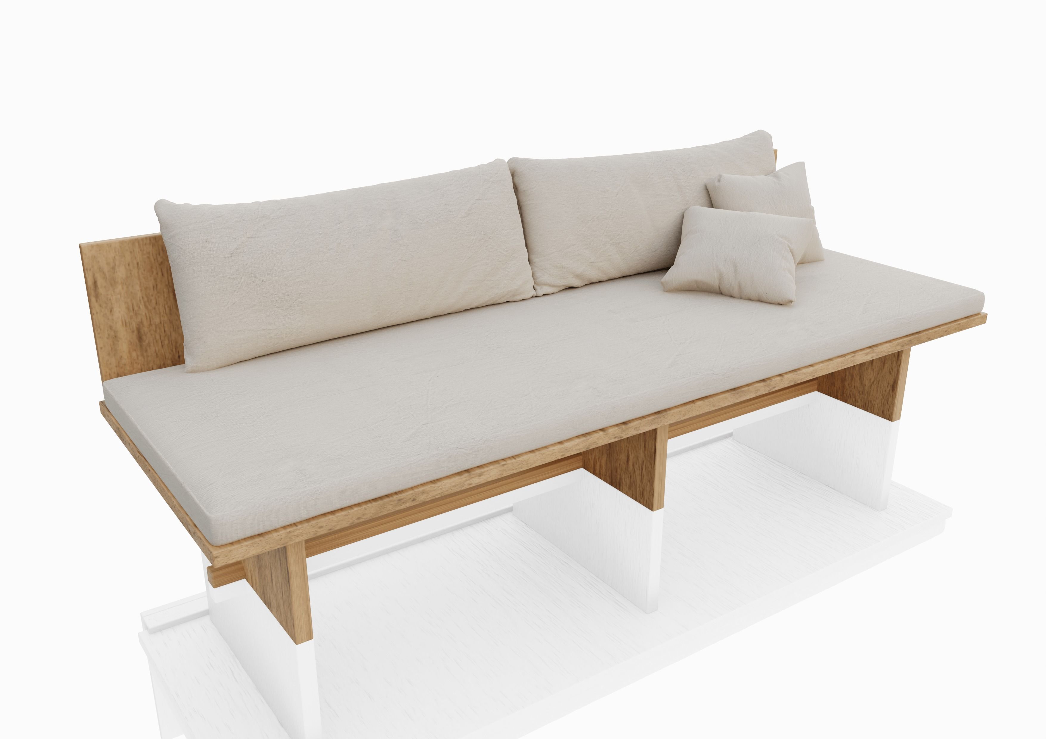 Wooden Sofa Minimal design 3D model_1