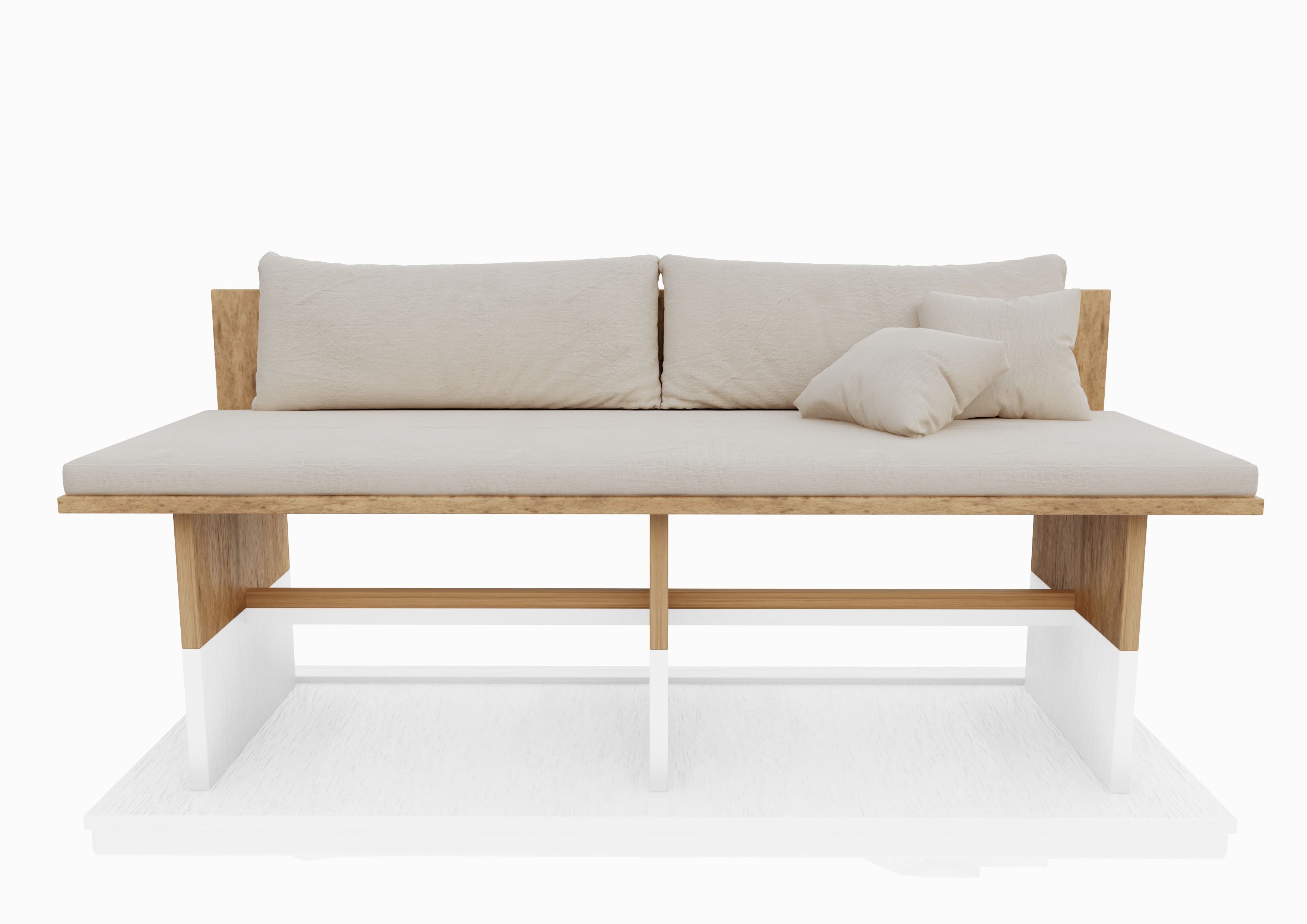 Wooden Sofa Minimal design 3D model_5