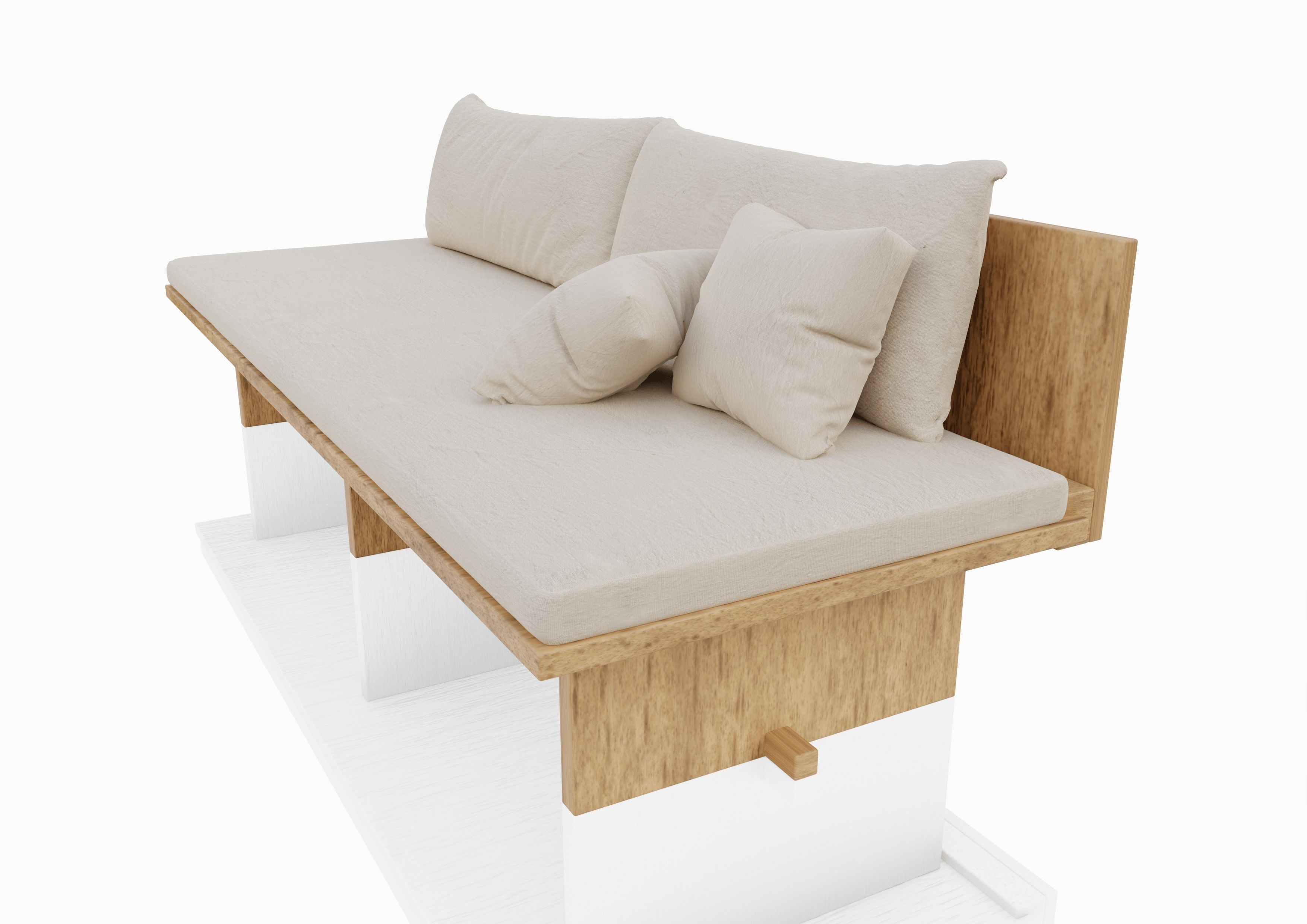 Wooden Sofa Minimal design 3D model_2