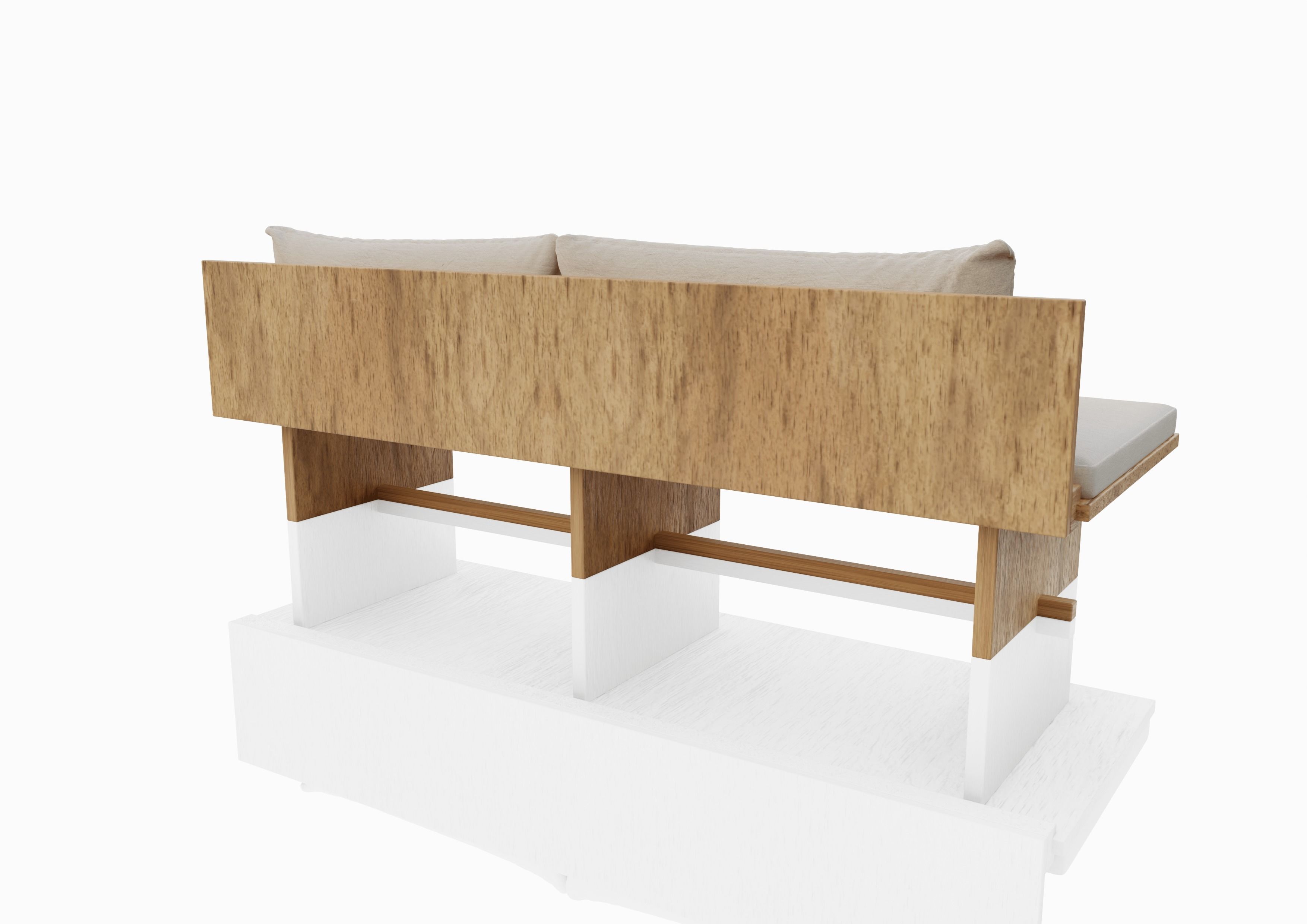 Wooden Sofa Minimal design 3D model_4