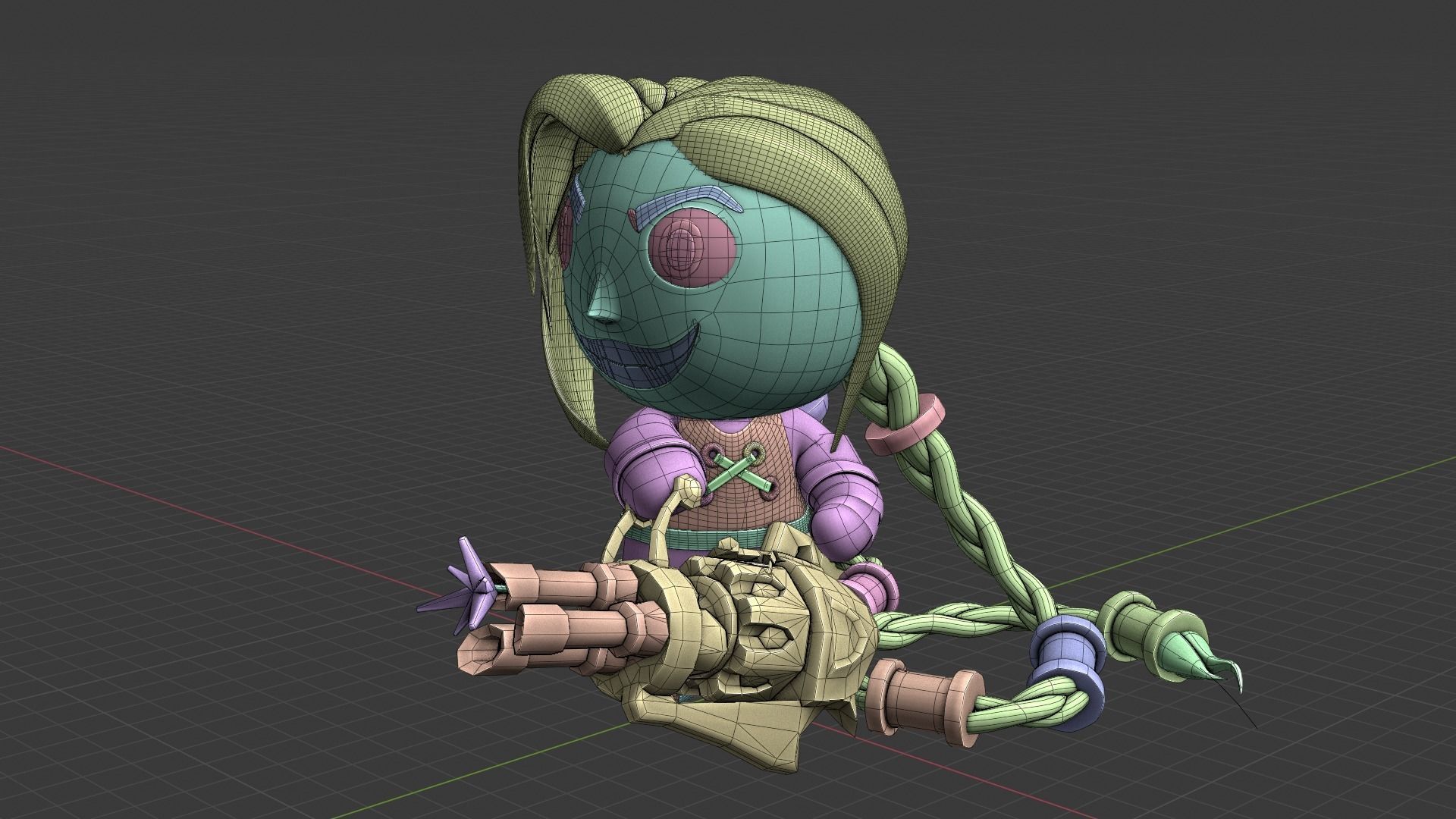 Jinx Arcane Chibi Animation and 3D printing model Low-poly 3D model_5