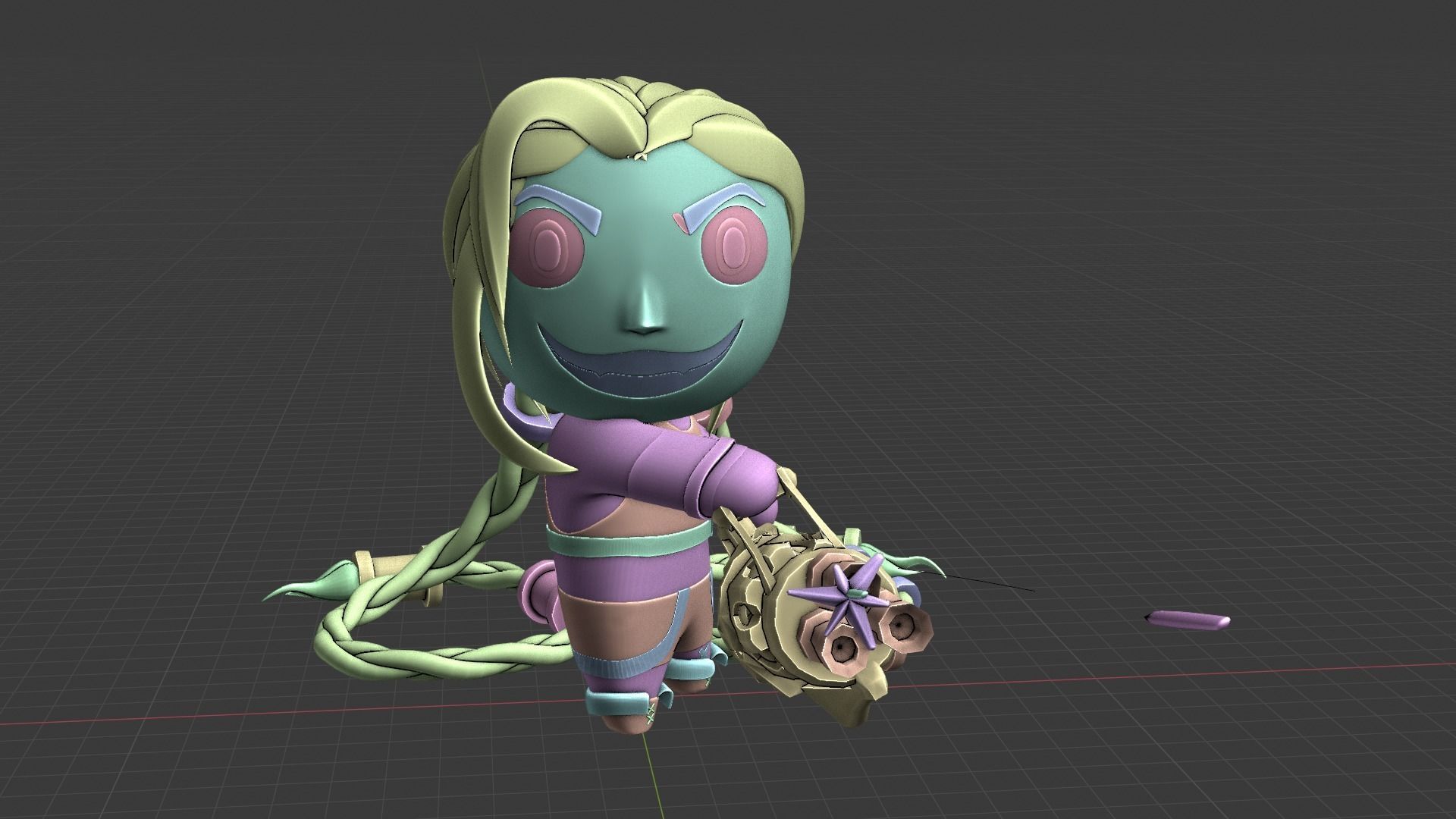 Jinx Arcane Chibi Animation and 3D printing model Low-poly 3D model_6
