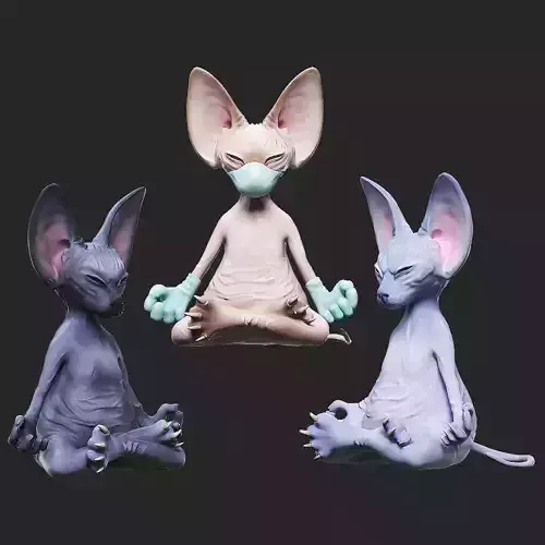 Three decorative figurines of funny sphinx cats 3D model