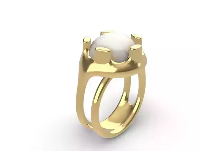 Majestic pearl ring in stylish bypass design stl file verified 3D print model