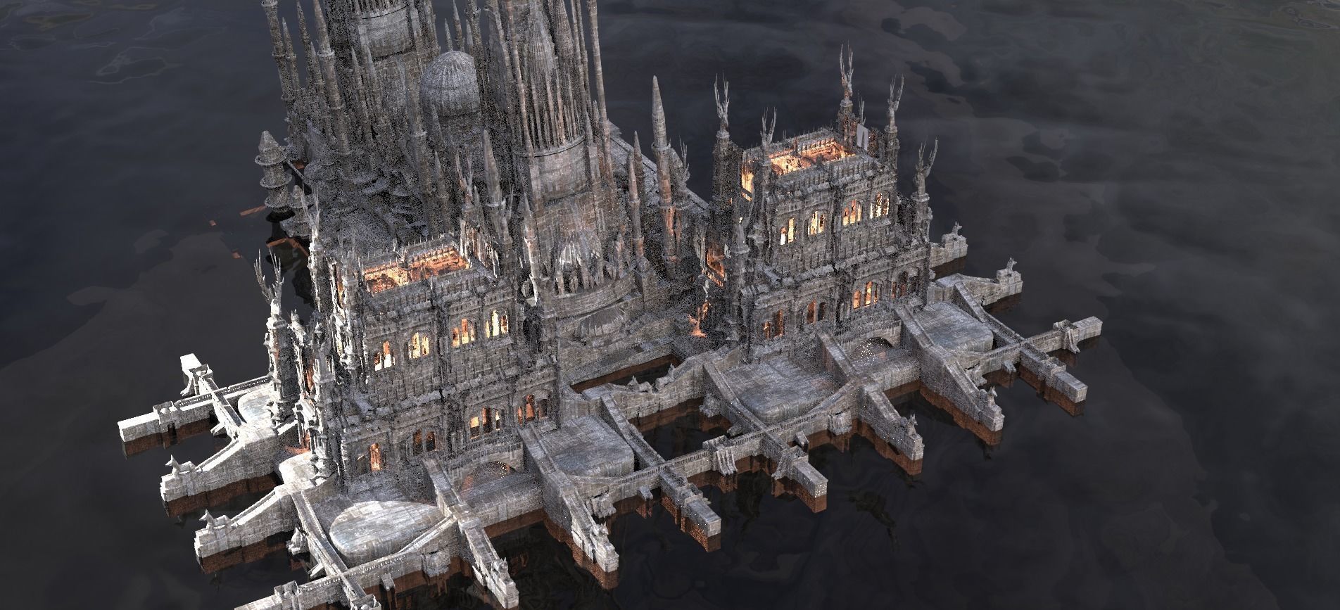 Dark Lord Medieval Stone mansion extended 3D model_1