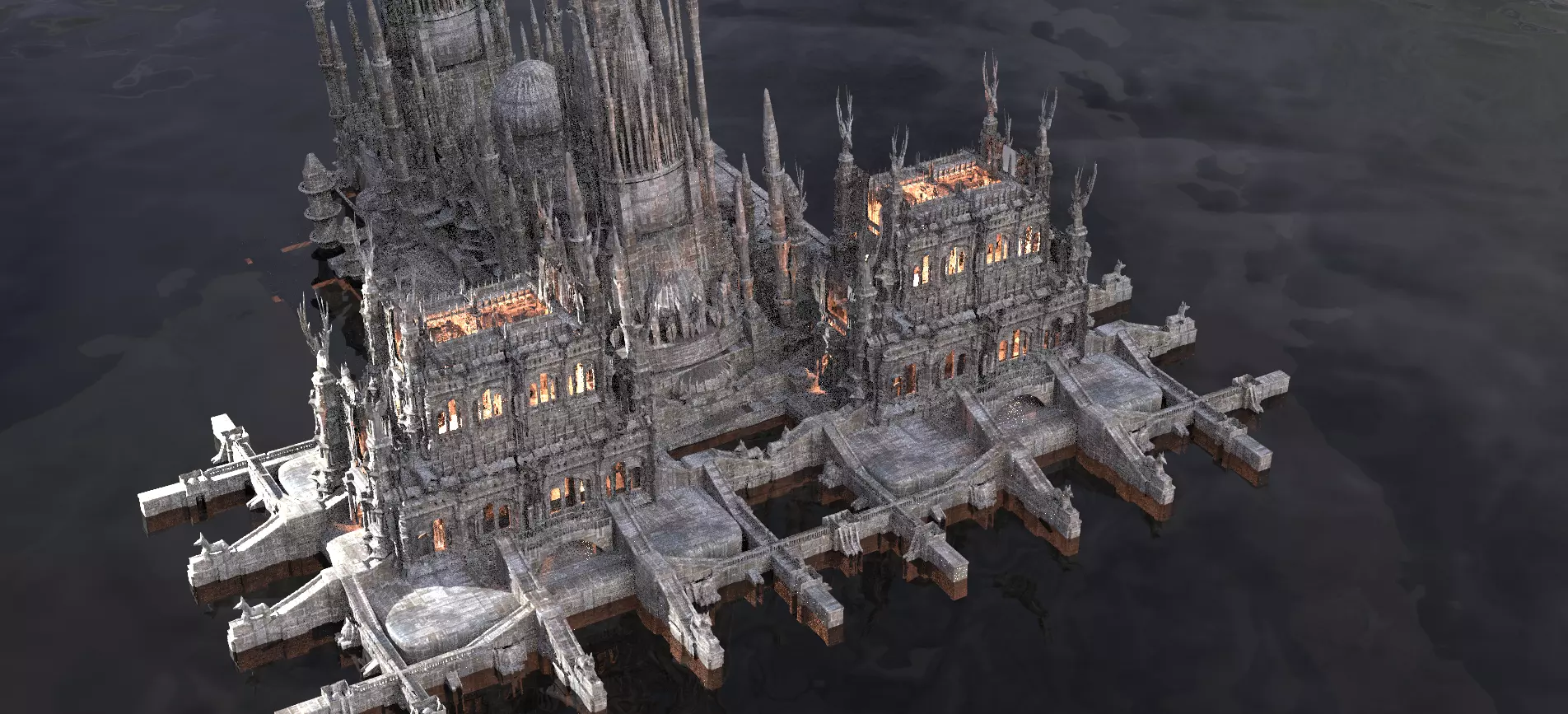 Dark Lord Medieval Stone mansion extended 3D model_0