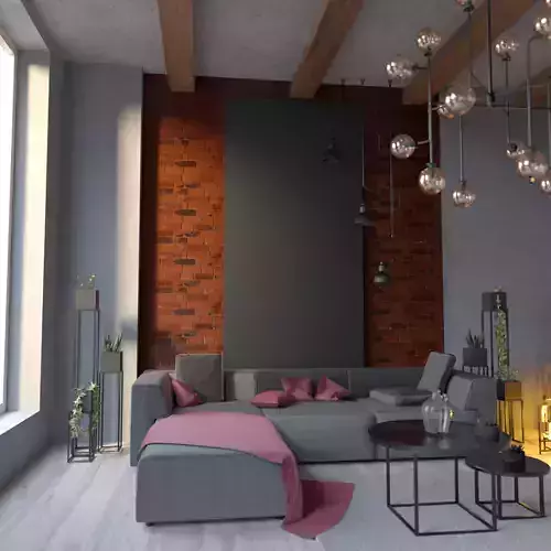 4 Industrial loft sofa sectional modules